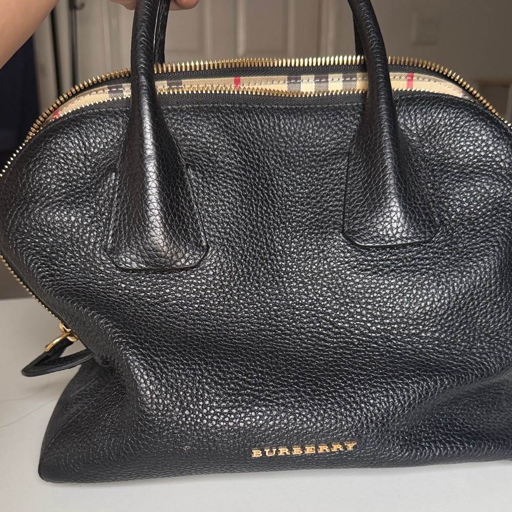 Burberry Black Textured Leather Satchel